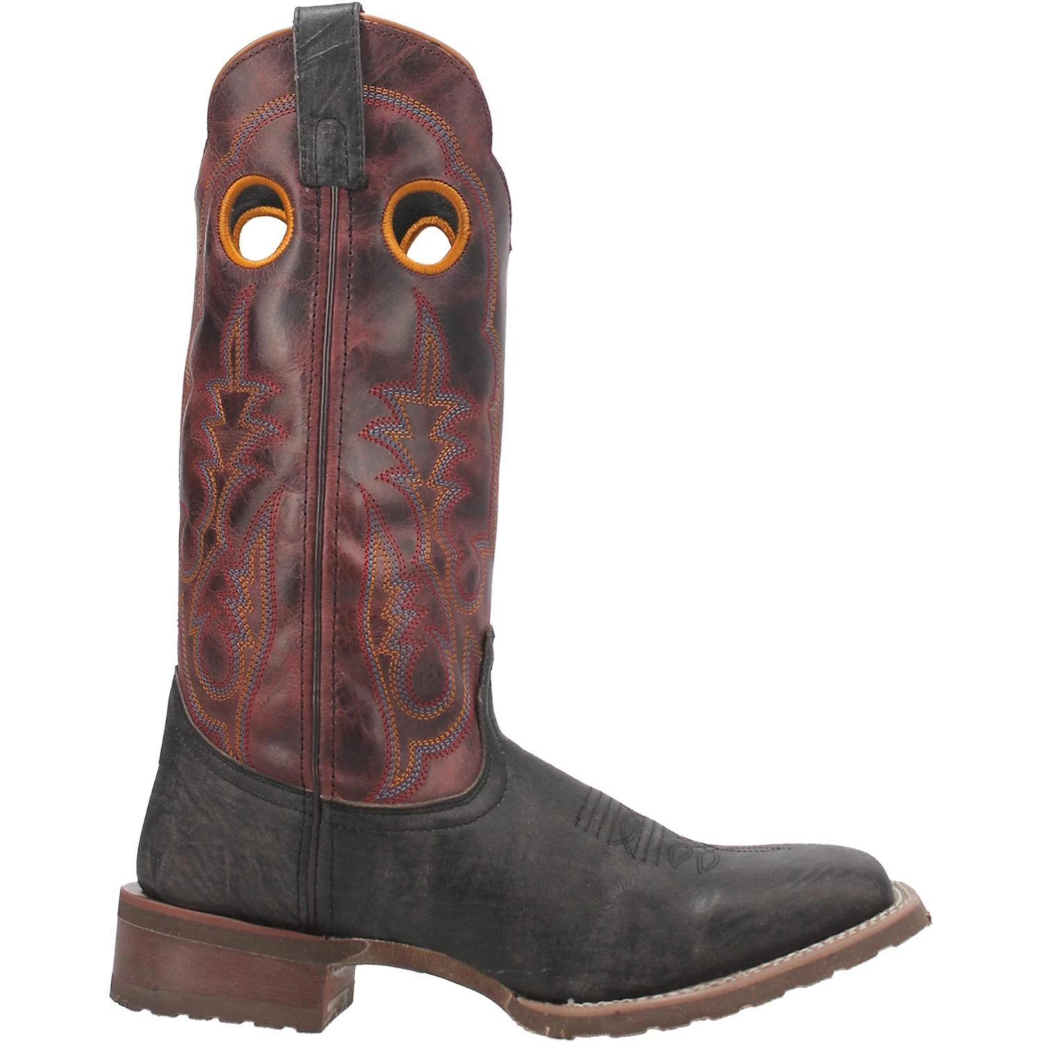 Dan Post Men's Isaac Black And Distressed Maroon Square Toe Boots 7965 6 Dan Post Men's Isaac Black And Distressed Maroon Square Toe Boots 7965 - Image 4