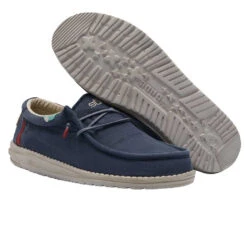 Hey Dude Men's Wally Washed Blue Space Shoes 111522133 -Hardy Footwear Sales Store 111522133 WALLY WASHED BLUE SPACE 033