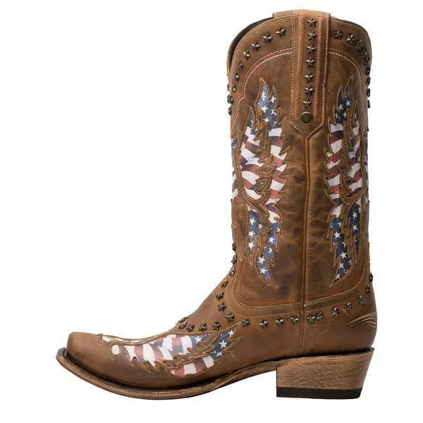 Lane Men's Old Glory Caramel Brown Patriotic Flag Boots MB0006D 7 Lane Men's Old Glory Caramel Brown Patriotic Flag Boots MB0006D - Image 5