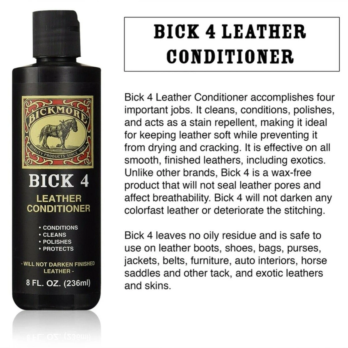 Bickmore Bick 4 Leather Conditioner 8oz 03054 4 Bickmore Bick 4 Leather Conditioner 8oz 03054 - Image 2