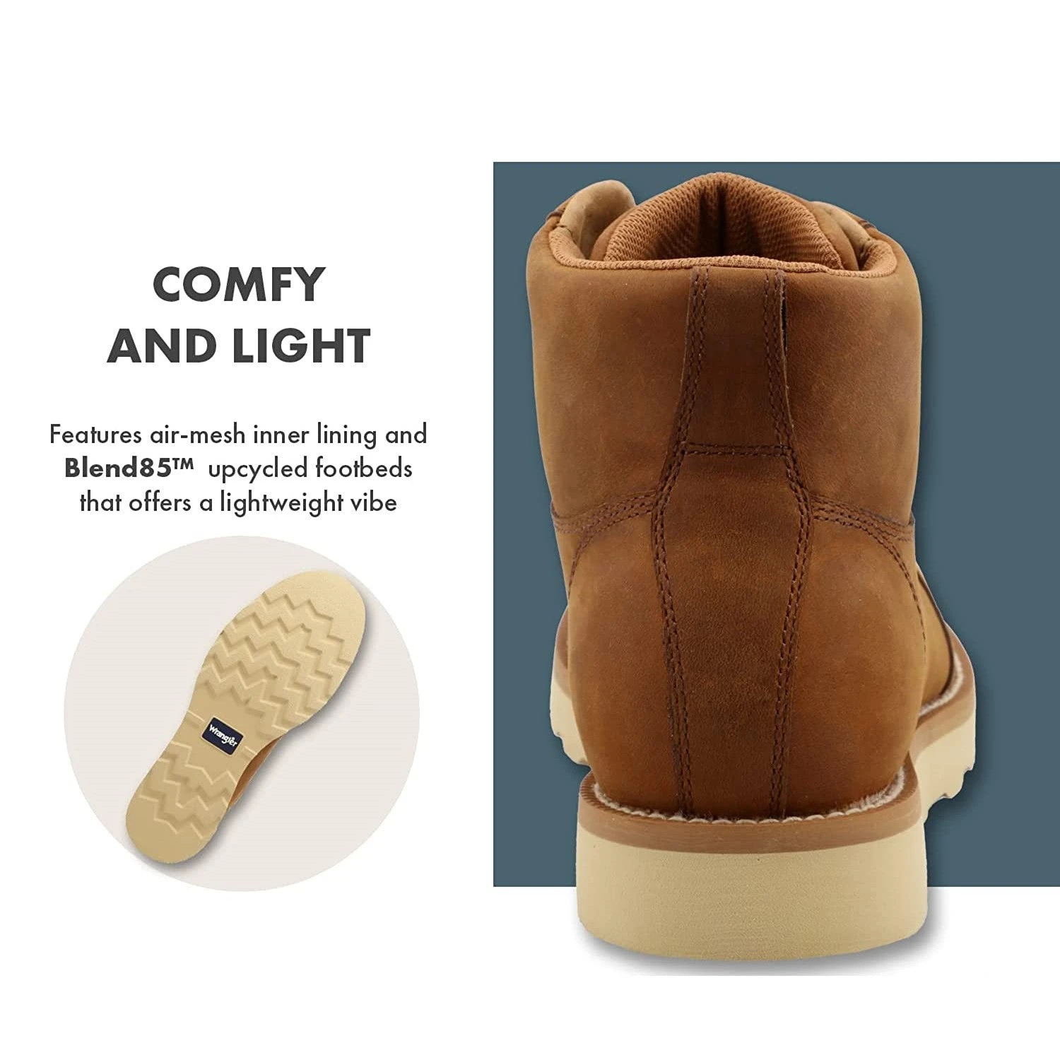 Wrangler Men's 6" Lace-Up Rugged Brown Wedge Work Boots KMQ0004 5 Wrangler Men's 6" Lace-Up Rugged Brown Wedge Work Boots KMQ0004 - Image 3