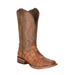 Corral Boots Corral Men's Cognac Caiman Patchwork Wide Square Toe Boots L5950