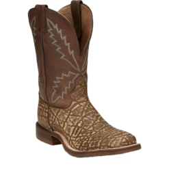 Tony Lama Men's Bowie Taupe Brown Elephant Print Leather Boots XT5103