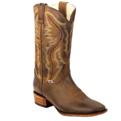 RockinLeather Men's Square Toe Distressed Brown Western Boot 1576
