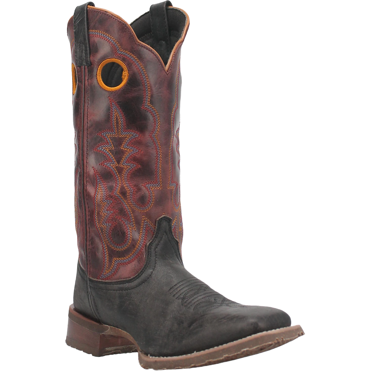 Dan Post Men's Isaac Black And Distressed Maroon Square Toe Boots 7965 3 Dan Post Men's Isaac Black And Distressed Maroon Square Toe Boots 7965