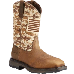 Ariat Men's Brown Workhog Patriot Square Steel Toe Work Boots 10022968