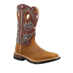 Twisted X Men's 12" Waterproof Tan & Burgundy Work Boots MXBW005