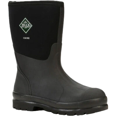Muck Boot Company Muck Men's Chore Classic Mid Black Pull On Rubber Boots CHM-000A-BL 3 Muck Boot Company Muck Men's Chore Classic Mid Black Pull On Rubber Boots CHM-000A-BL