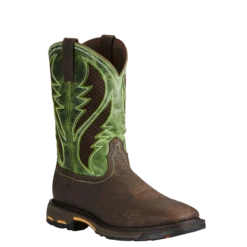 Ariat® Men's WorkHog Wide Square Toe Brown & Green Work Boots 10020083