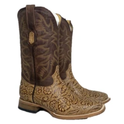 Cowtown® Men's Oryx Hand Floral Tooled Brown Square Toe Boots Q6152 13 Cowtown® Men's Oryx Hand Floral Tooled Brown Square Toe Boots Q6152 -Hardy Footwear Sales Store Q6152