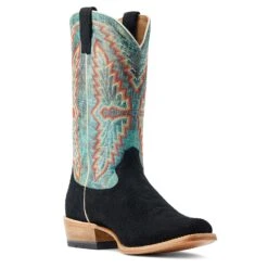 Ariat® Men's Futurity Showman Black Roughout & Roaring Turquoise Western Boots 10044498 14 Ariat® Men's Futurity Showman Black Roughout & Roaring Turquoise Western Boots 10044498 -Hardy Footwear Sales Store S23 MNS WEST 10044498 medial
